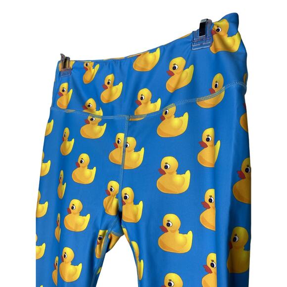 ChicknLegs Running Leggings, Rubber Ducky, Yellow/Blue/Teal, Sz Large - Picture 4 of 7